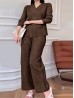 Solid Color Ribbed Sweater and Pants Set with Drawstring